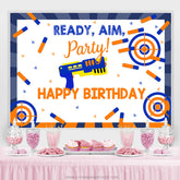 Lofaris Ready Aim Cartoon Pistol Themed Birthday Backdrop